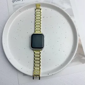 Diamond Apple Watch Band, 38mm 40mm 42mm 44mm, Women Gold Bracelet, Gold iWatch Band, Metal Stainless Steel Strap, 7/6/5/4/3/2/1, Mom Gift