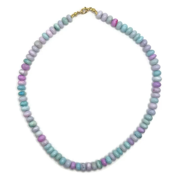 Disco Pink/Blue Gemstone Necklace 15”