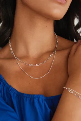 Double Link Chain Silver Necklace