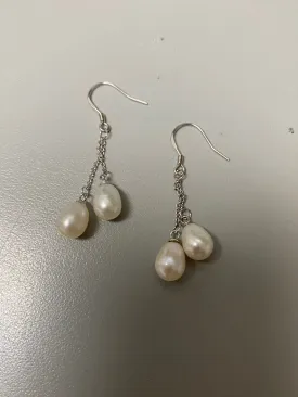 Double strand pearl drop earrings