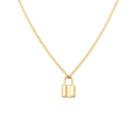 Elegant East Asian Fusion Lock Pendant Choker Necklace in Titanium Steel Gold