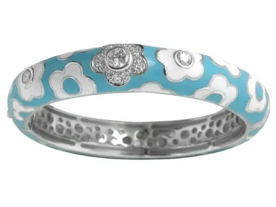 Fleur Stacks - Turquoise Enamel with CZ Bangle