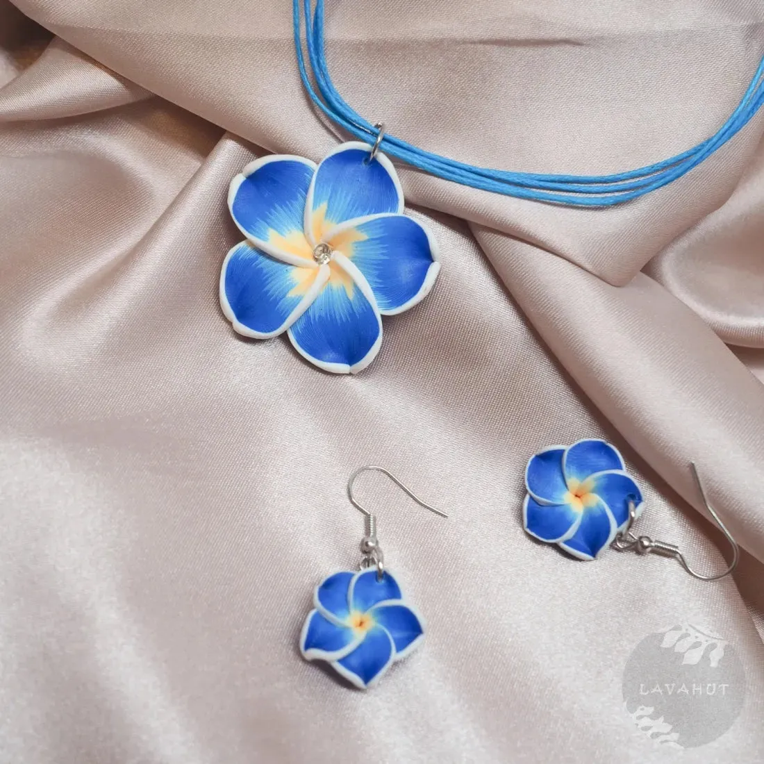 Flirty Plumeria Blue Pendant Hawaiian Necklace