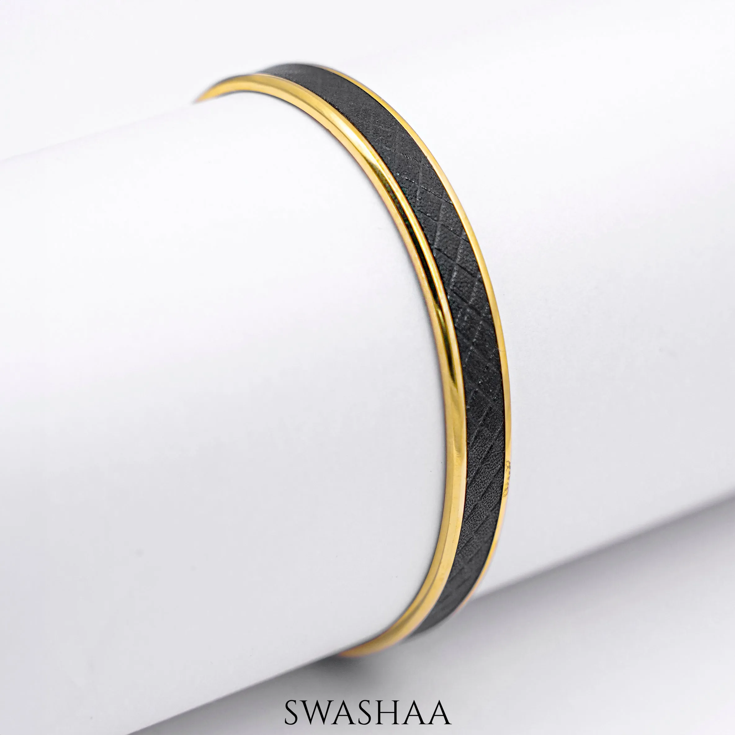 Fred Leather 18K Gold Plated Men's Bracelet