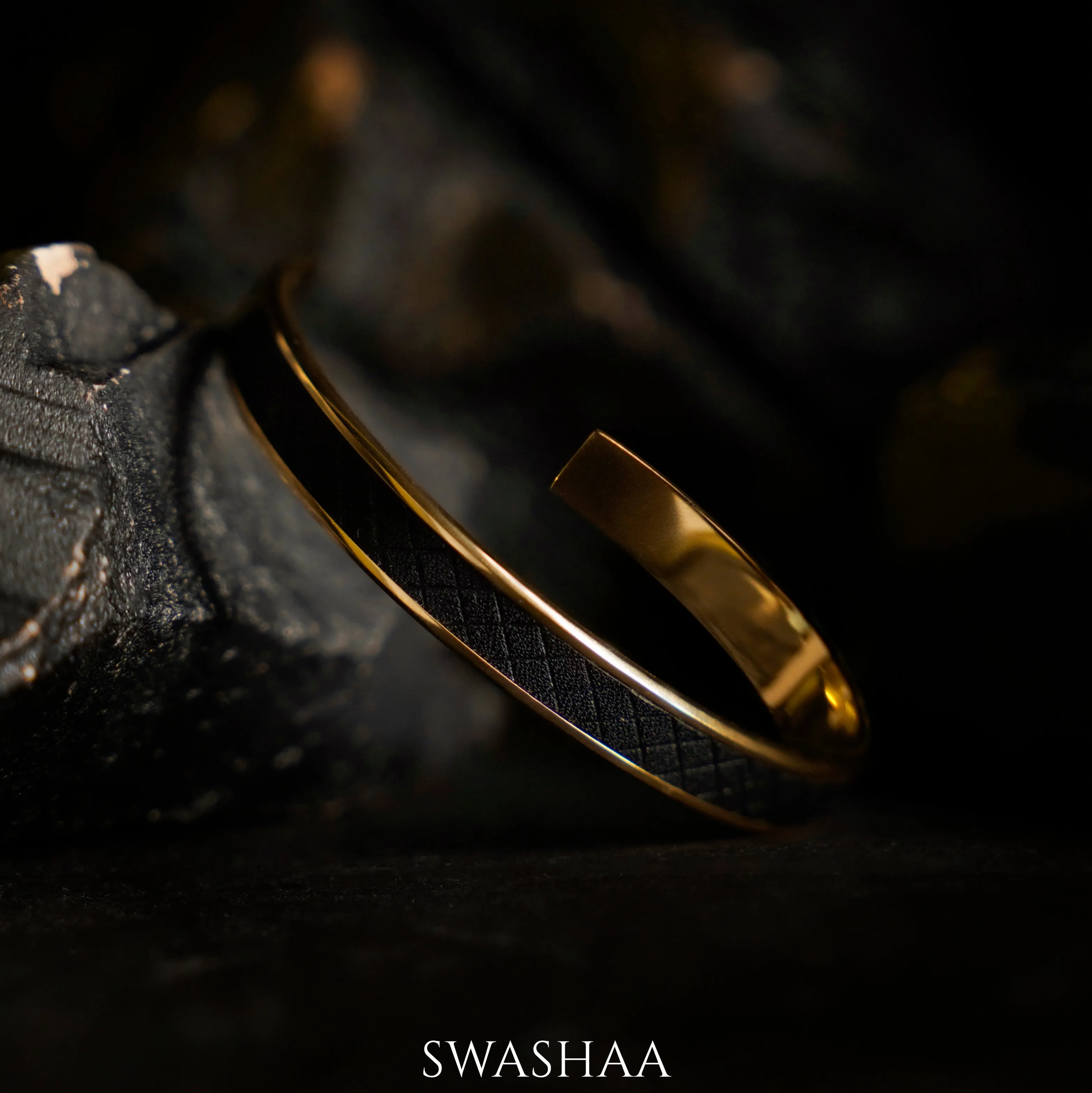 Fred Leather 18K Gold Plated Men's Bracelet