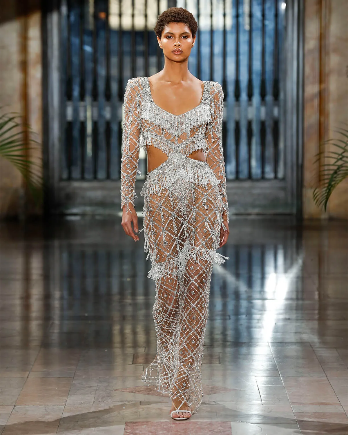 Fully Beaded Long Sleeve Gown (RUNWAY)