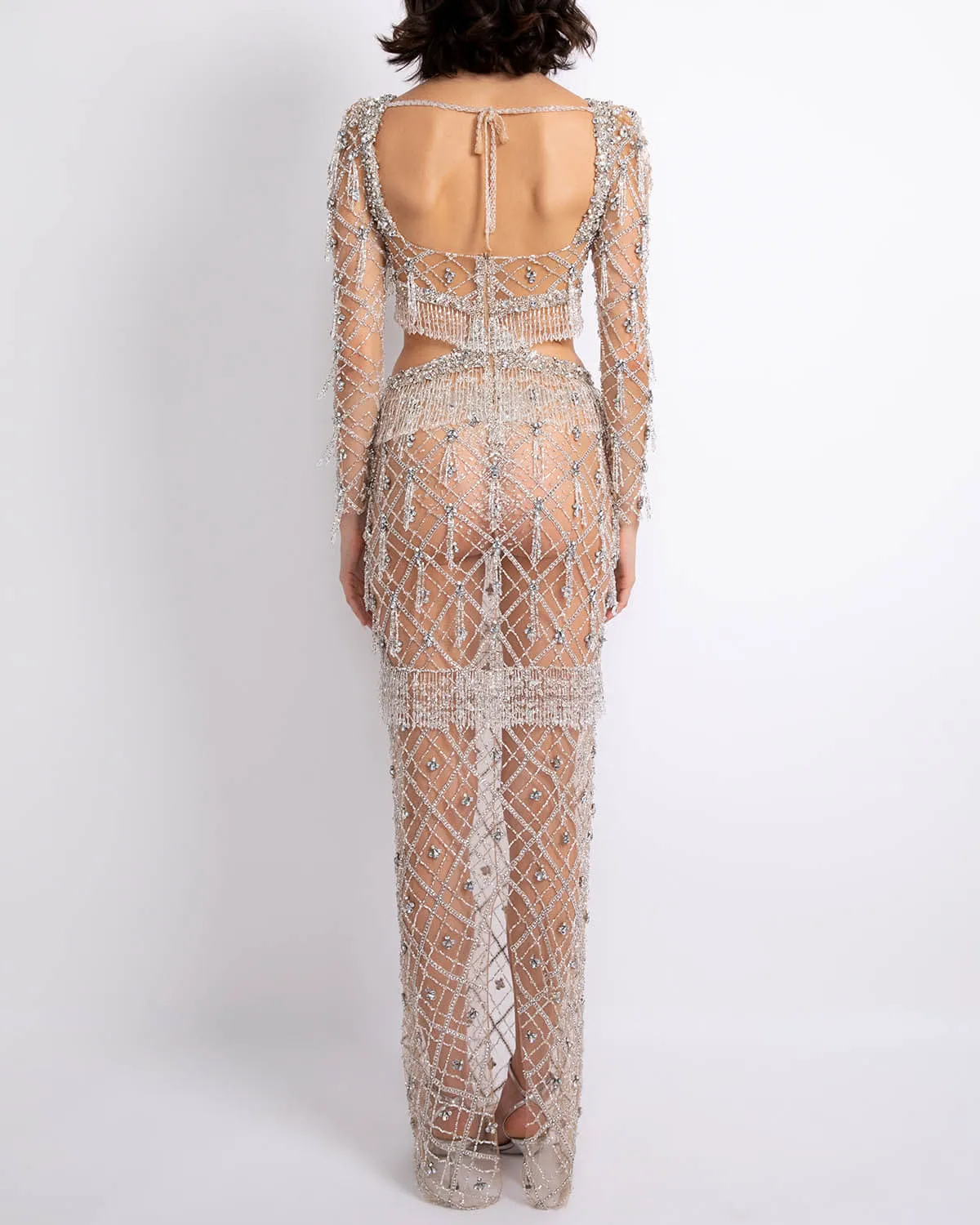 Fully Beaded Long Sleeve Gown (RUNWAY)