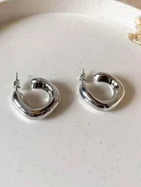 Geometric Hoop Earrings Silver