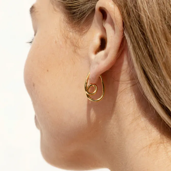 Geometric Swirl Wave Hoops Earrings