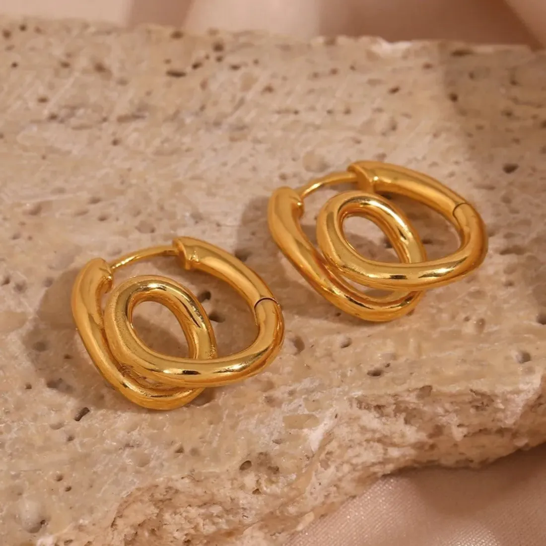 Geometric Swirl Wave Hoops Earrings