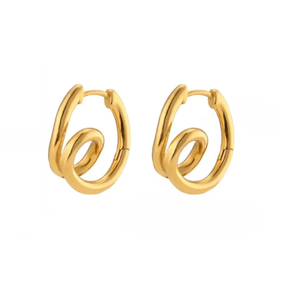 Geometric Swirl Wave Hoops Earrings