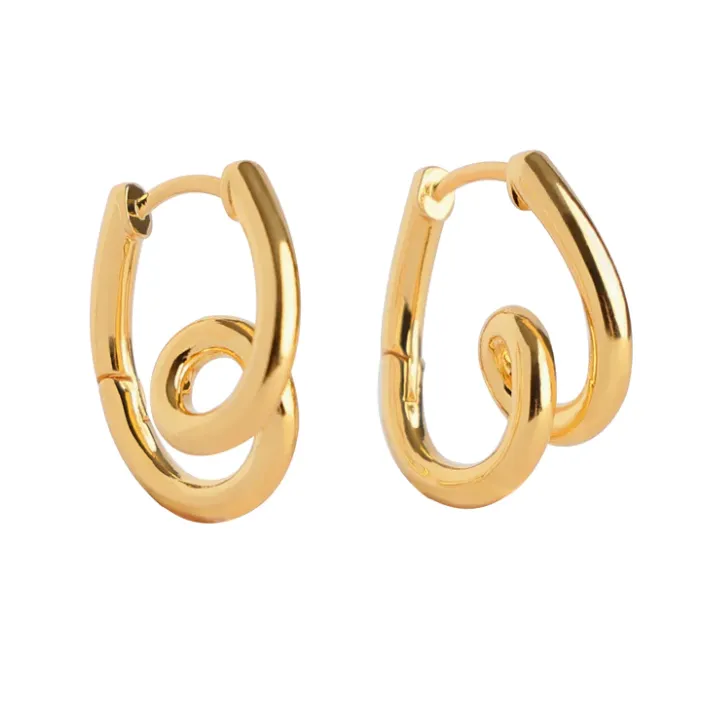 Geometric Swirl Wave Hoops Earrings