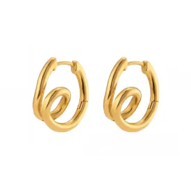 Geometric Swirl Wave Hoops Earrings