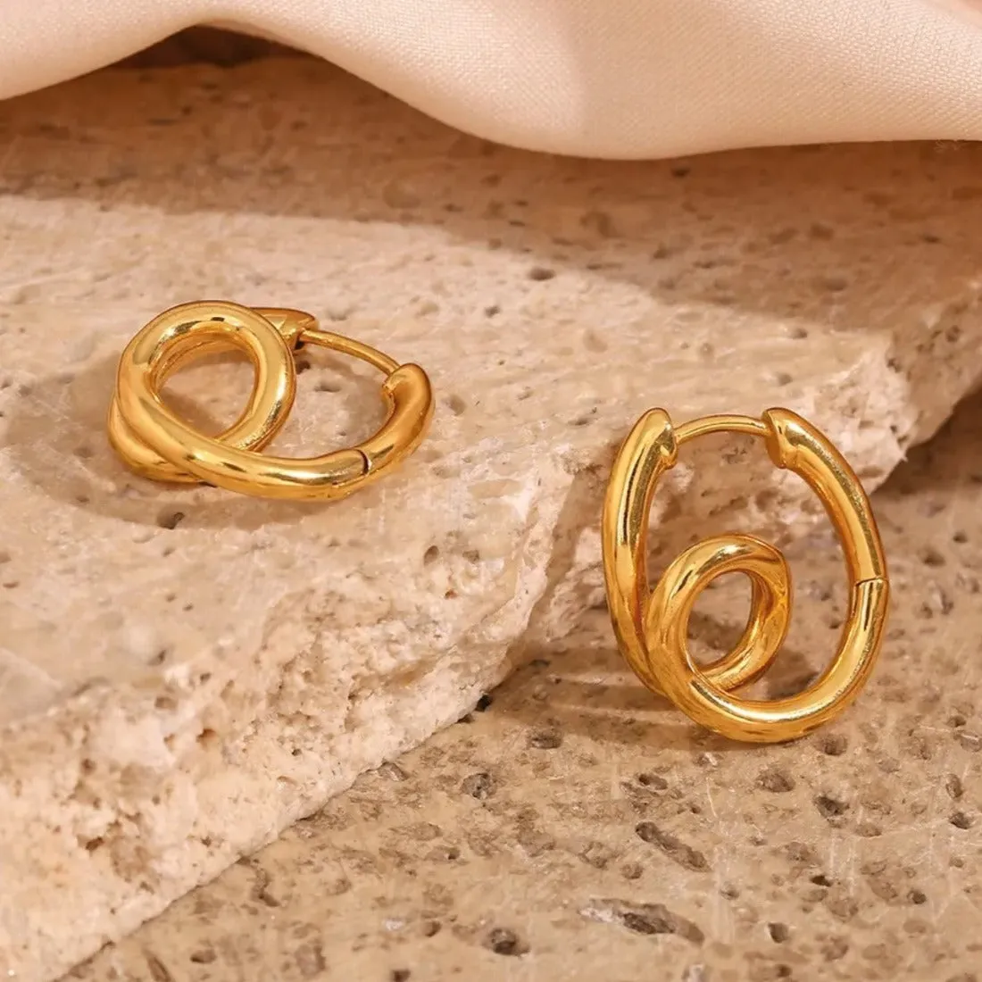 Geometric Swirl Wave Hoops Earrings