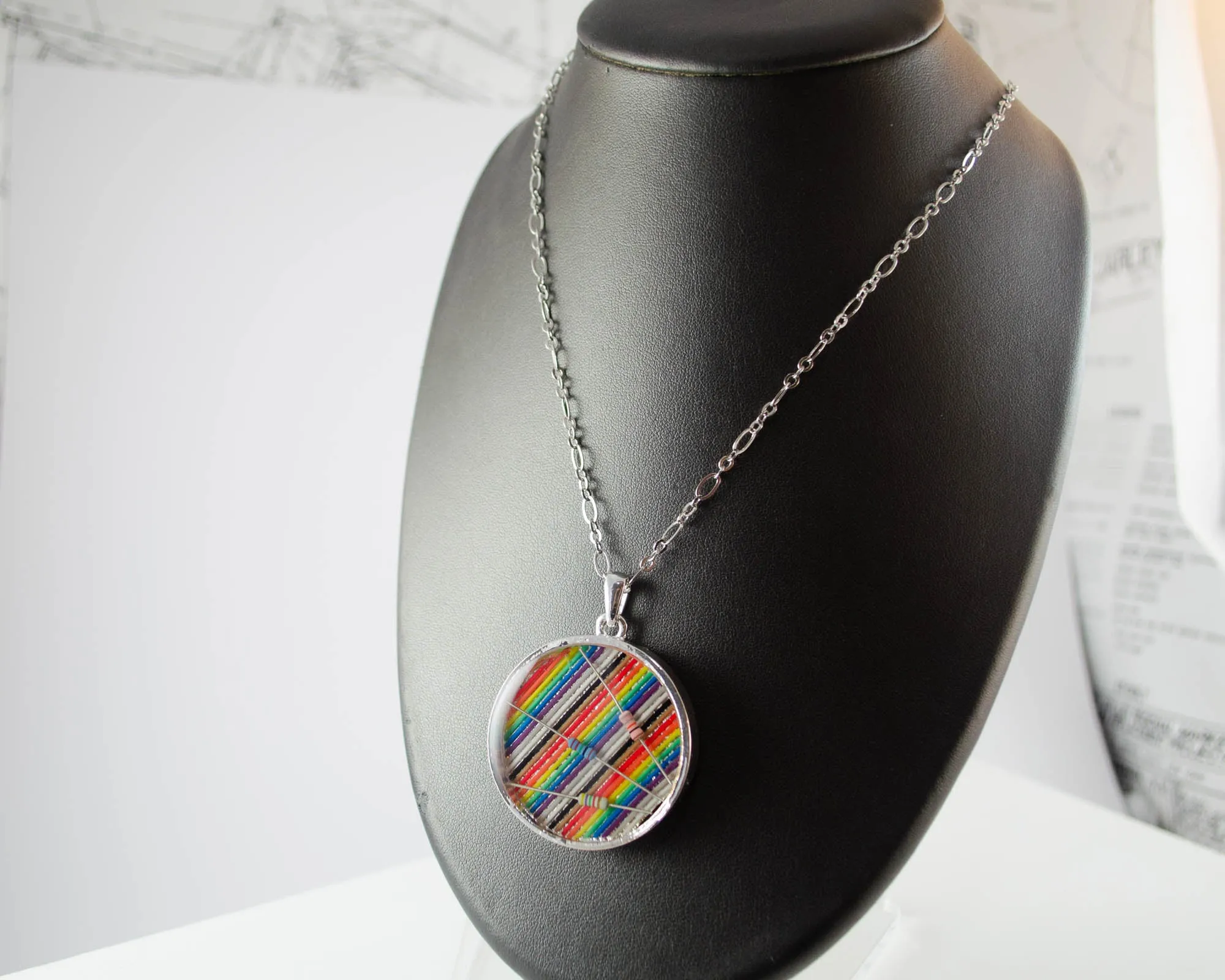 Giant Ribbon Cable & Resistors Necklace