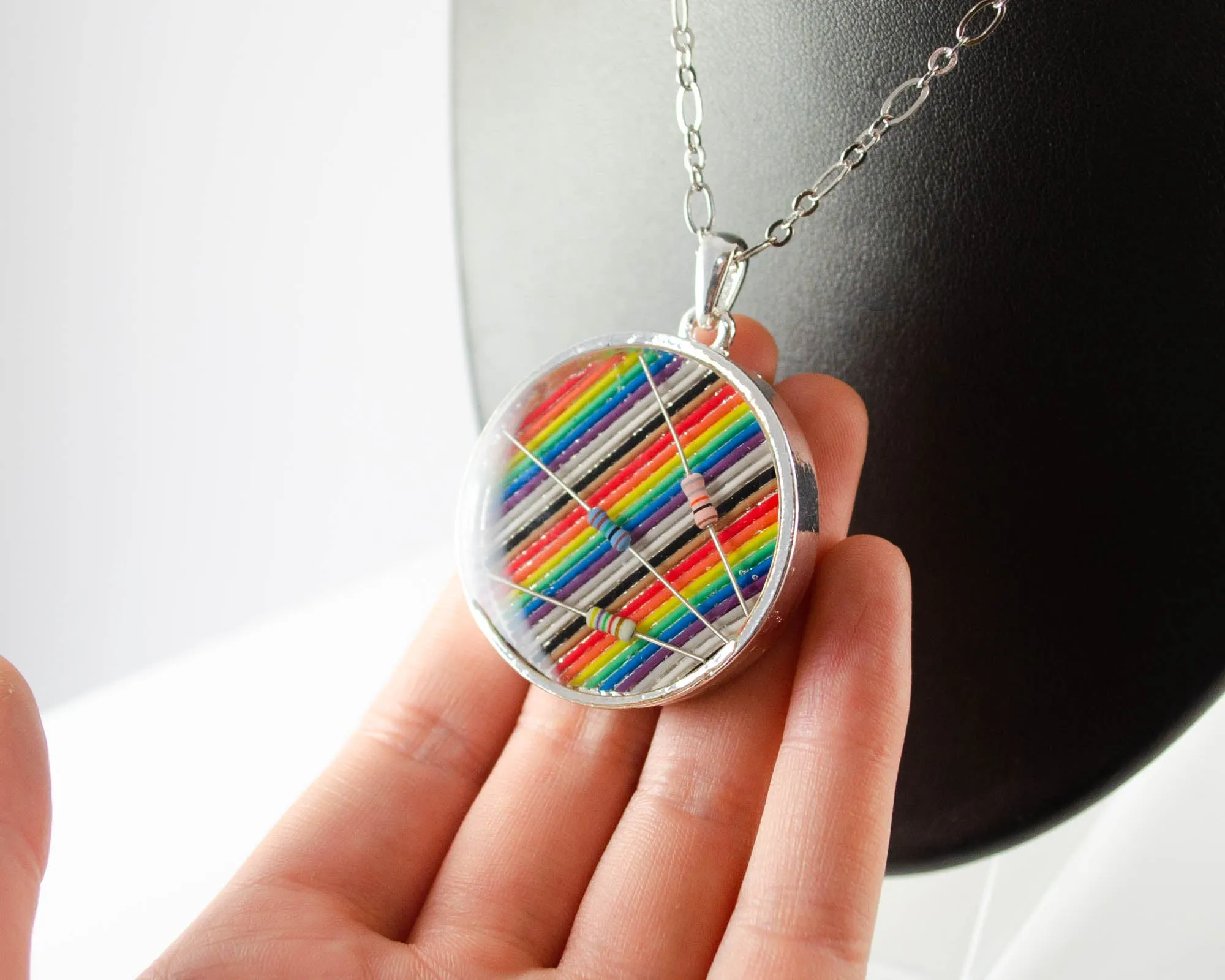 Giant Ribbon Cable & Resistors Necklace