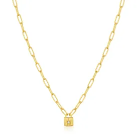 Gold Chunky Chain Padlock Necklace
