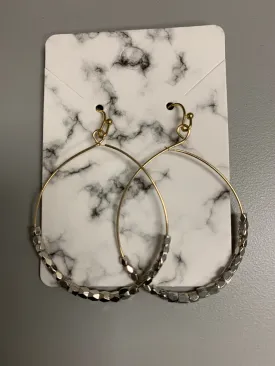 Gold Drop Hoop Earring with Silver Beads