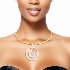 Gold Metal Rigid Choker Necklace Set: Statement of Elegance!