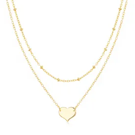 Gold Plated Double Layered Heart Necklace