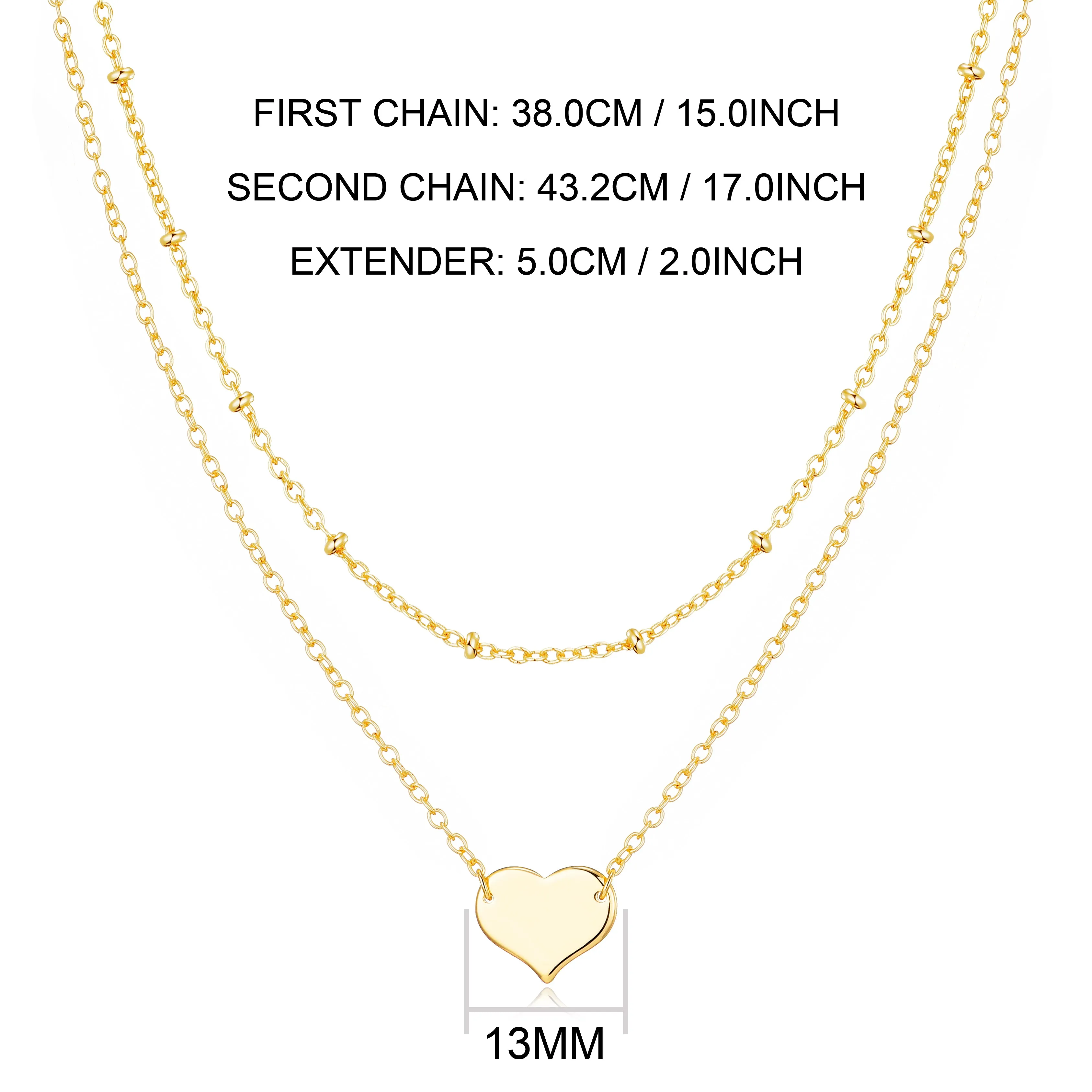 Gold Plated Double Layered Heart Necklace