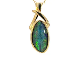 Gold Plated Silver Opal triplet 17x8mm pendant
