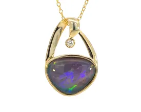 Gold plated silver Opal triplet freeform 11x14mm pendant