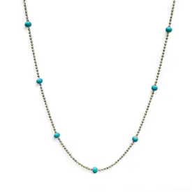 Gold Plated Small Bead Necklace with Turquoise Beads By The Yard