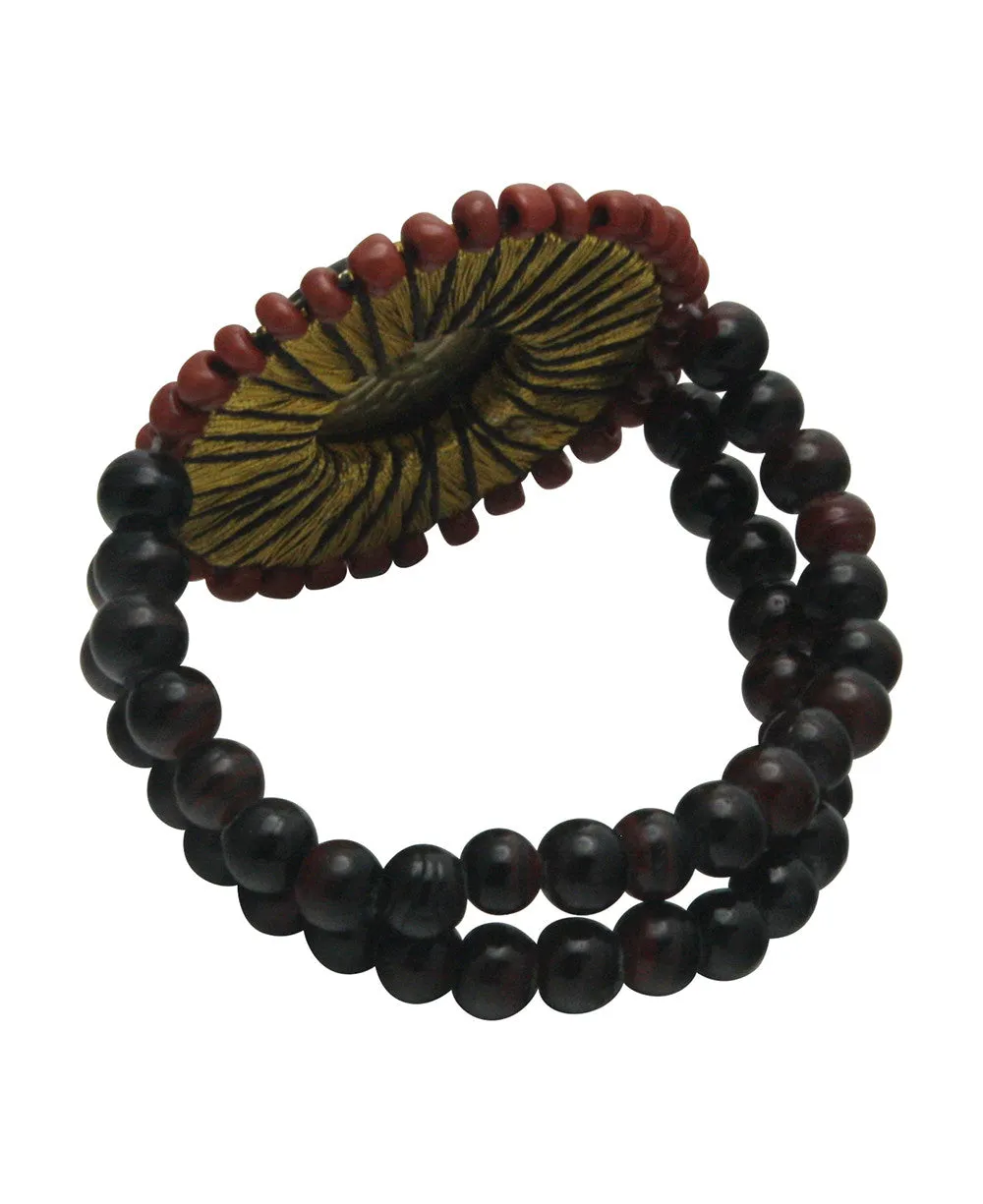 Golden Medallion Beaded Stretch Bracelet, India