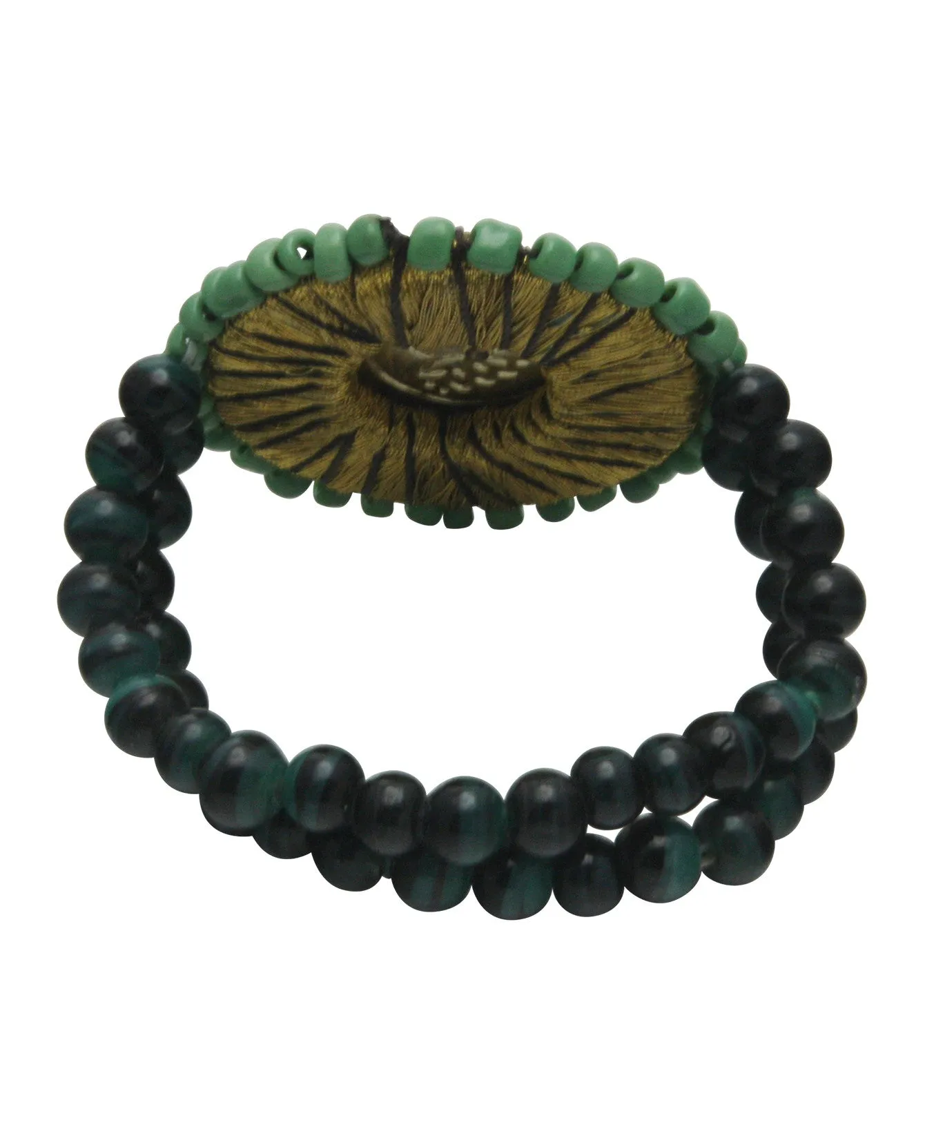 Golden Medallion Beaded Stretch Bracelet, India