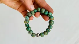Guatemalita Beaded Bracelet Antique Sterling Silver Bead. Handcrafted Mayan Jewelry. 2244