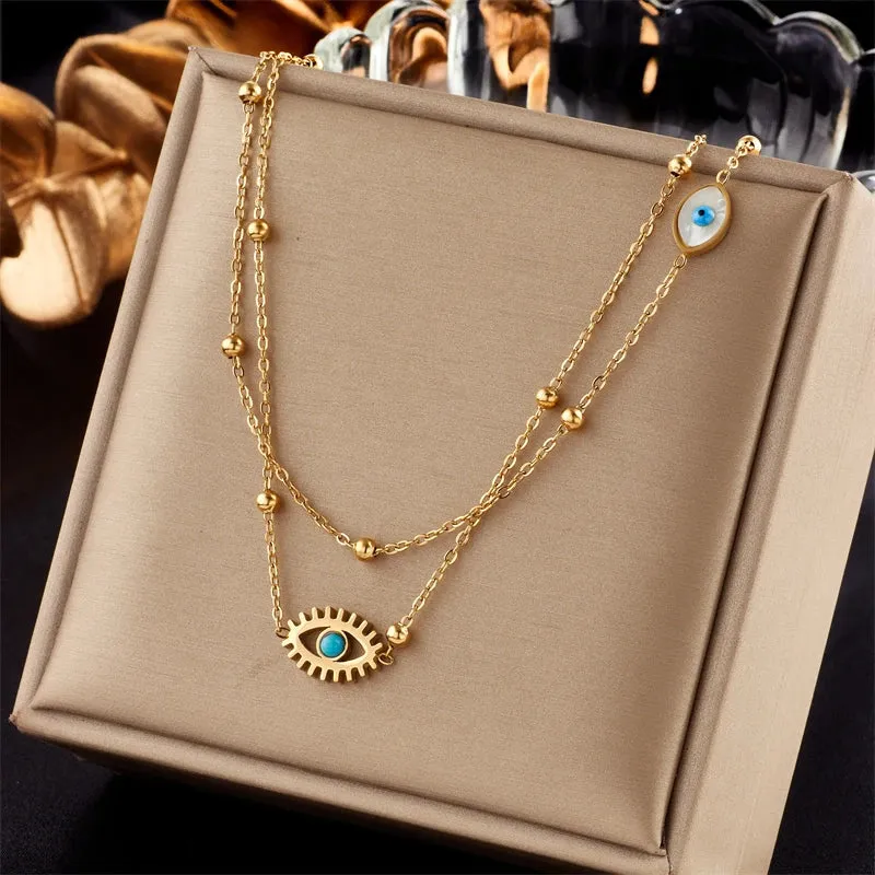 Halo Essence Evil Eye Layered Necklace