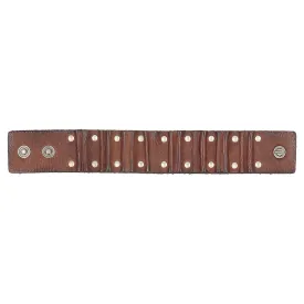 Harley-Davidson Men's Ribbed Studded Leather Cuff Bracelet Adjustable Wristband, Brown MAU606/01
