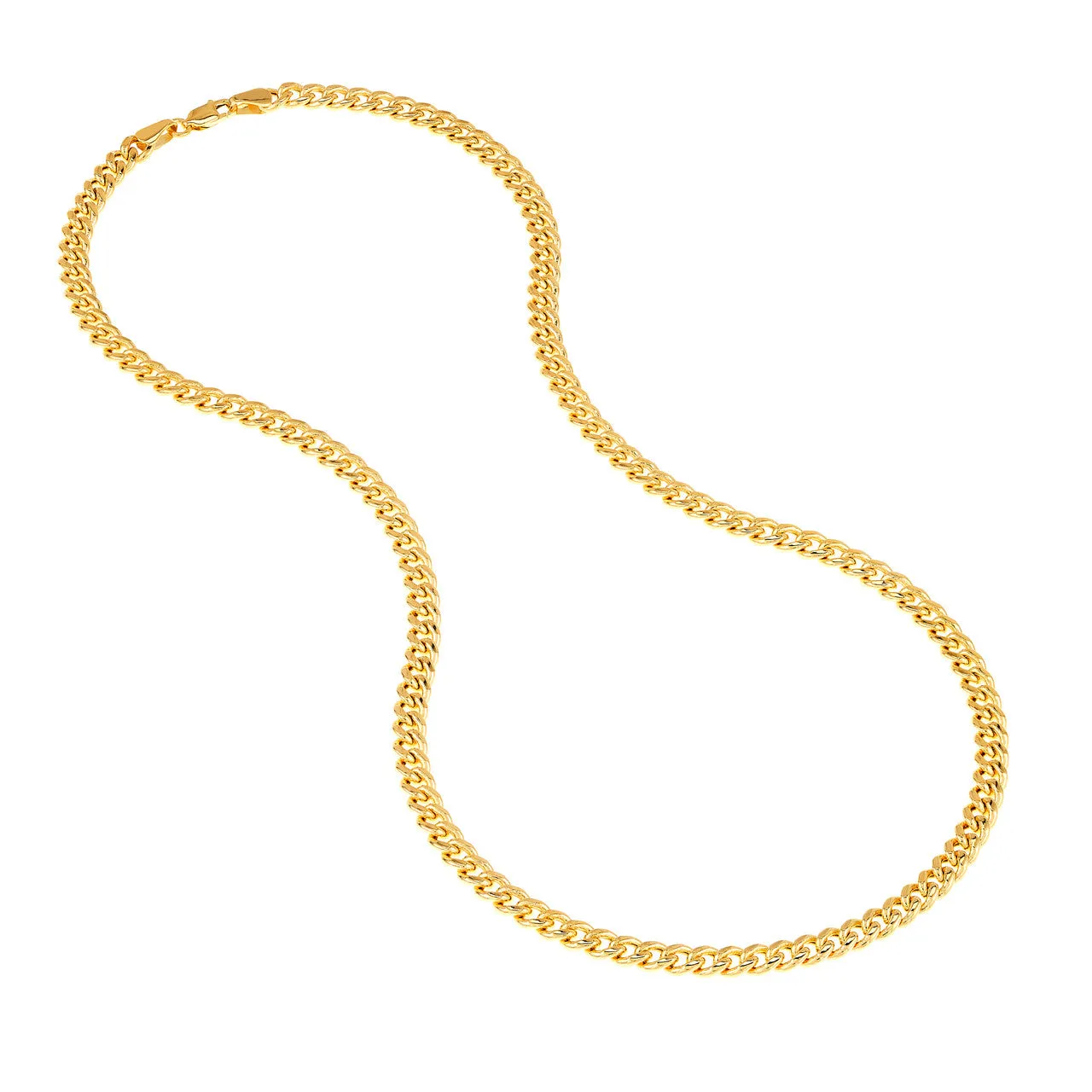 Hollow 14K Yellow Gold 5.35mm Light Miami Cuban Chain Necklace with Lobster Lock
