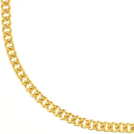 Hollow 14K Yellow Gold 5.35mm Light Miami Cuban Chain Necklace with Lobster Lock
