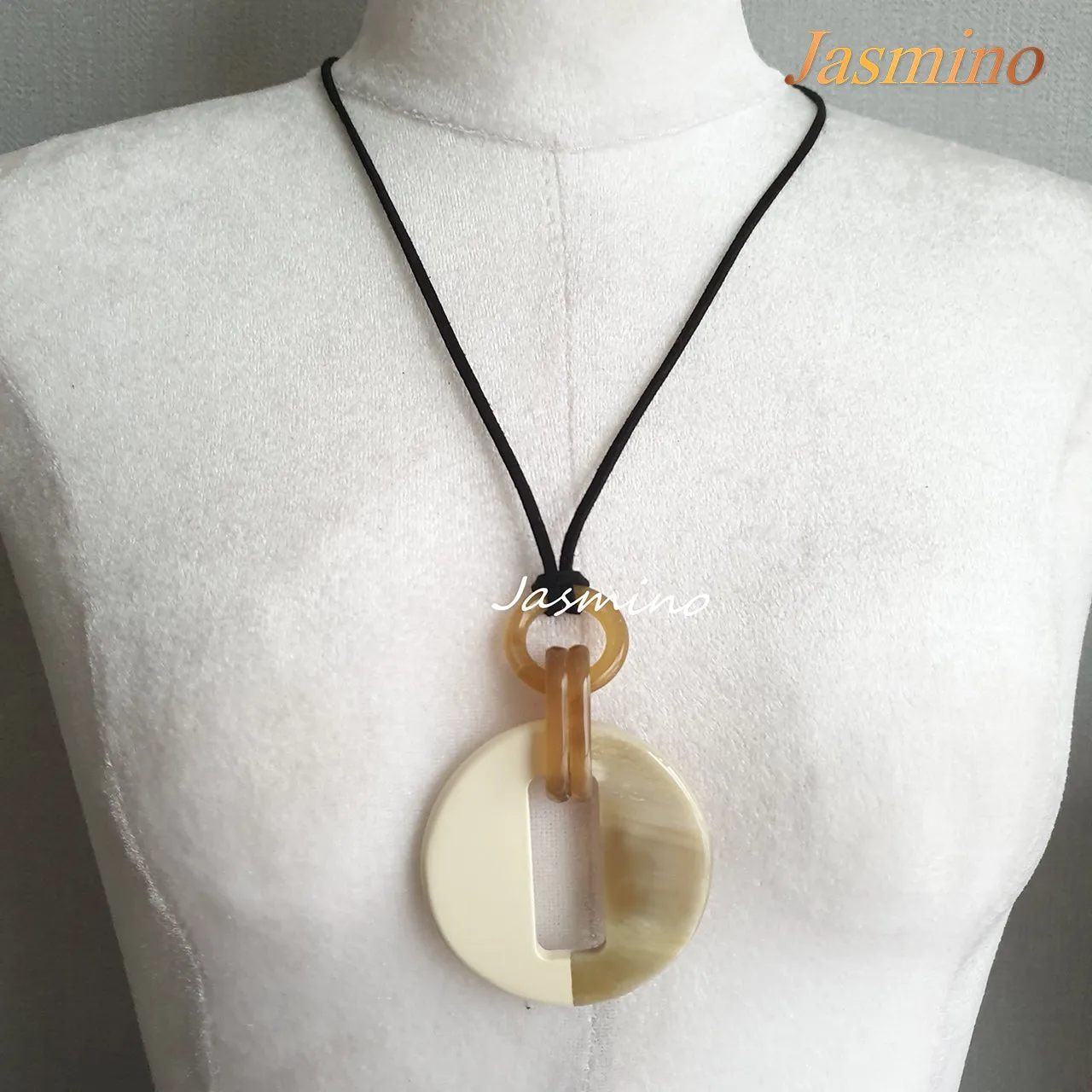 Jasmino Handmade Lock Pendant Necklace Fashion Jewelry For Women Made By Natural Buffalo Horn