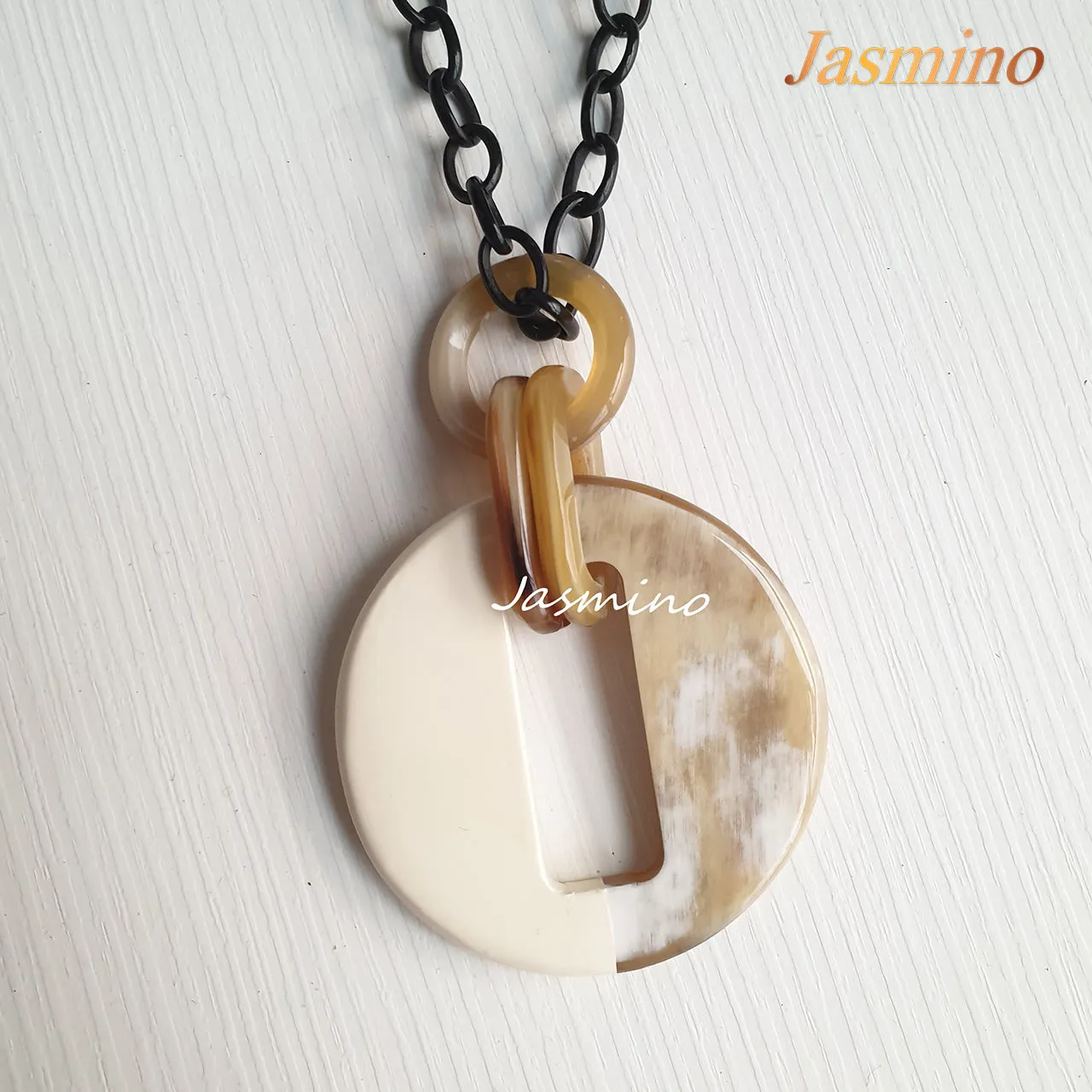 Jasmino Handmade Lock Pendant Necklace Fashion Jewelry For Women Made By Natural Buffalo Horn