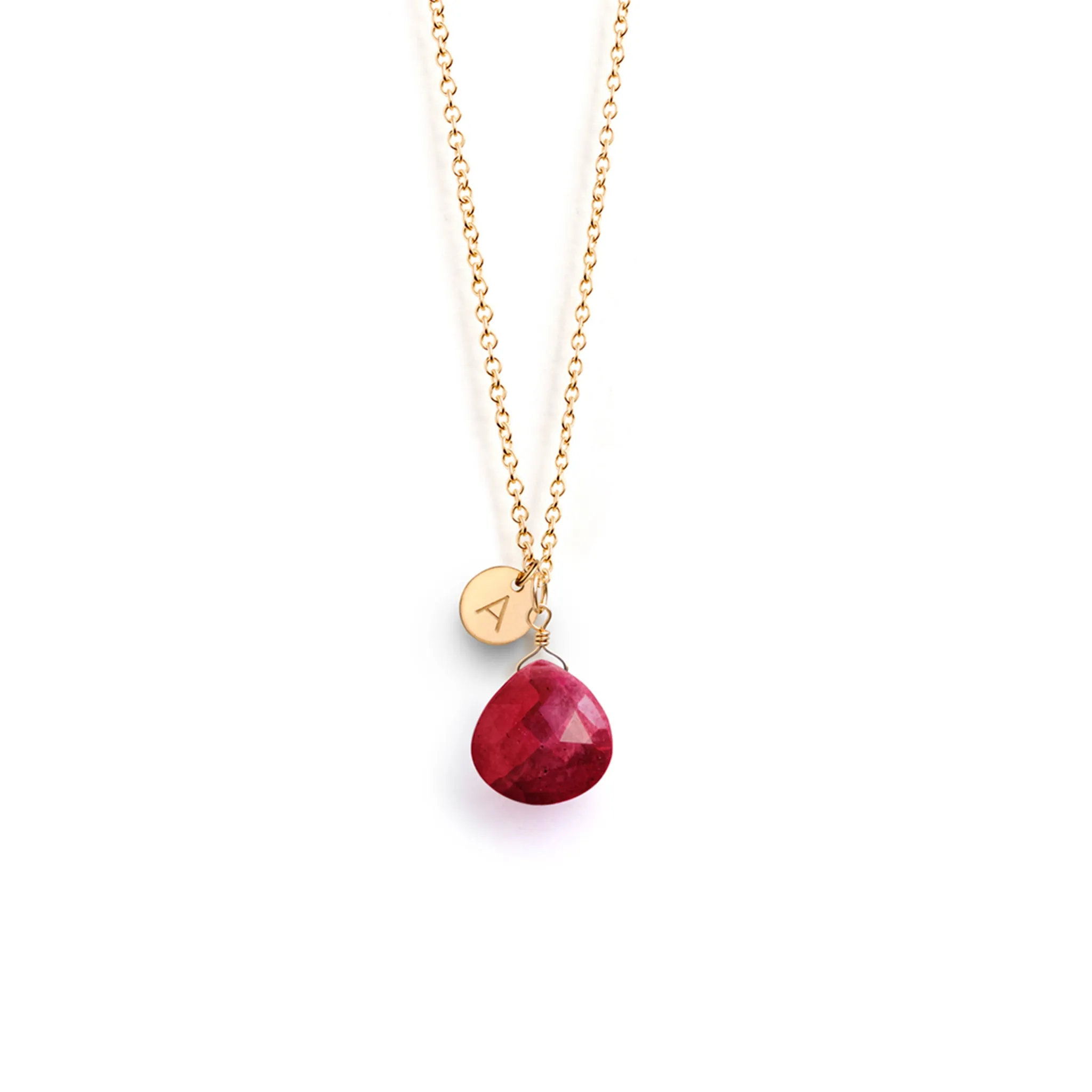 July Ruby Birthstone Necklace