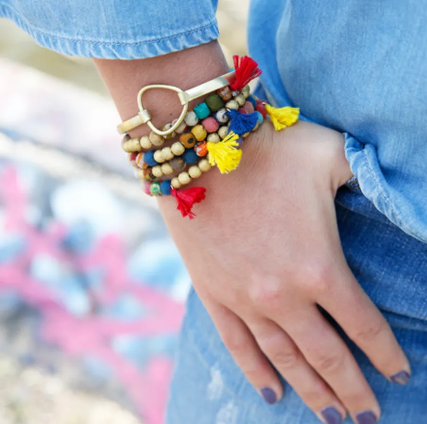 Kantha Tasseled Necklace Bracelet