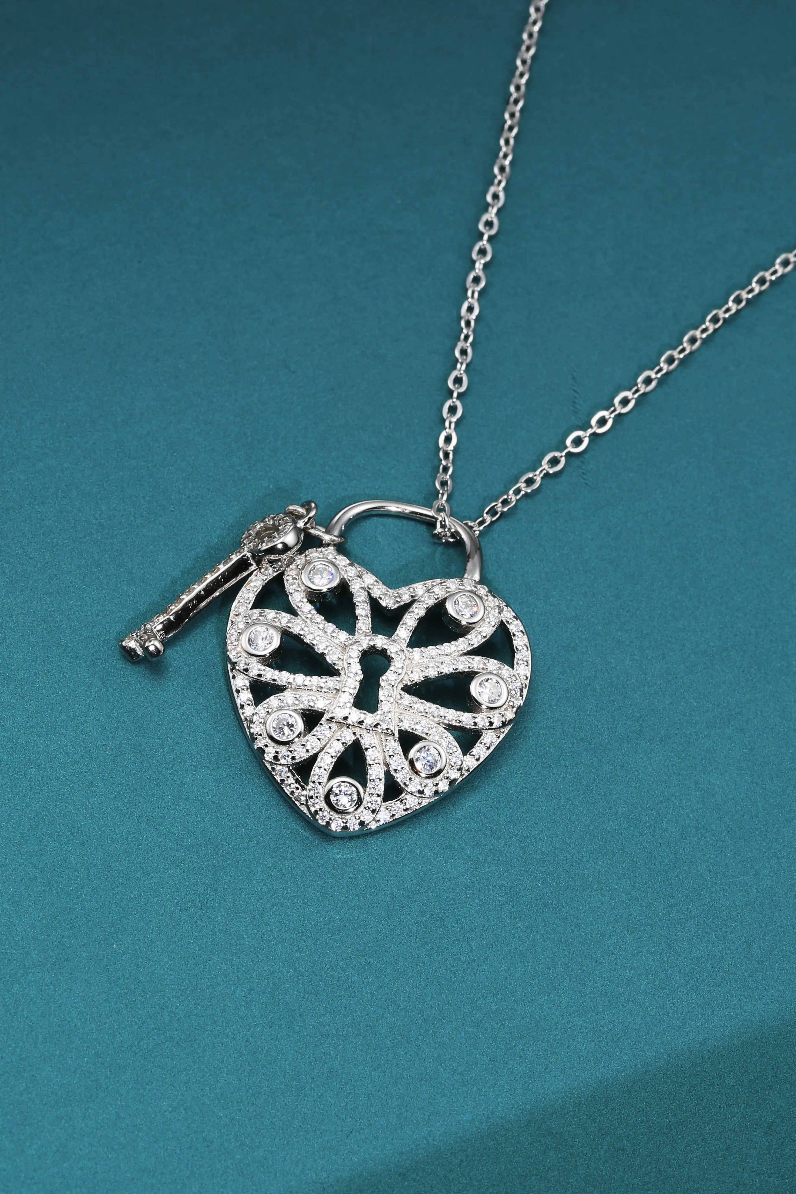 Key to My Heart Charm Necklace in Sterling Silver