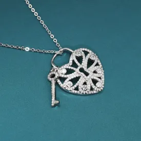 Key to My Heart Charm Necklace in Sterling Silver