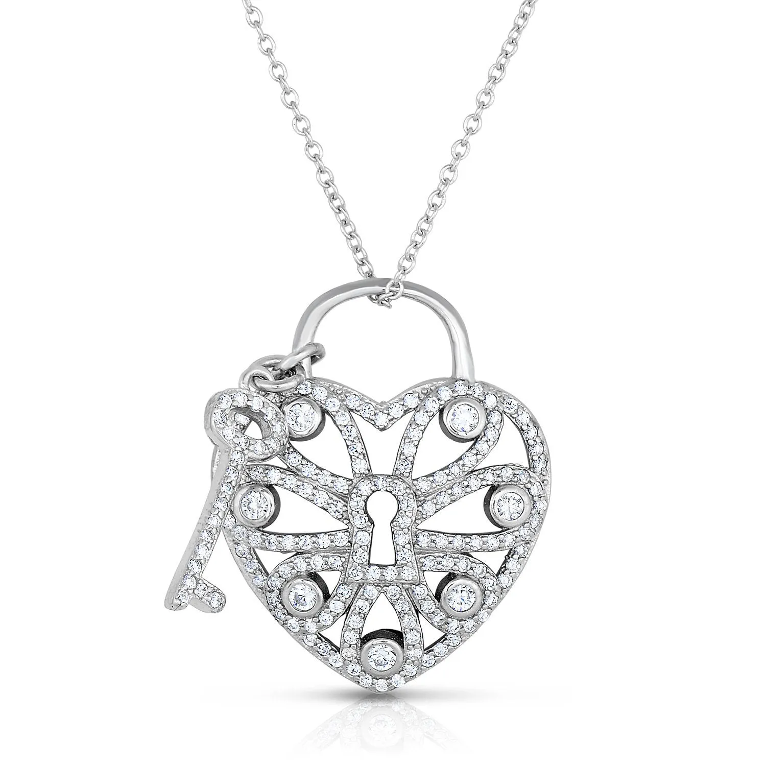 Key to My Heart Charm Necklace in Sterling Silver