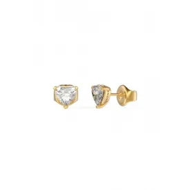 Ladies Gold Plated 7mm Clear Solitaire Heart Stud Earrings UBE02172YG