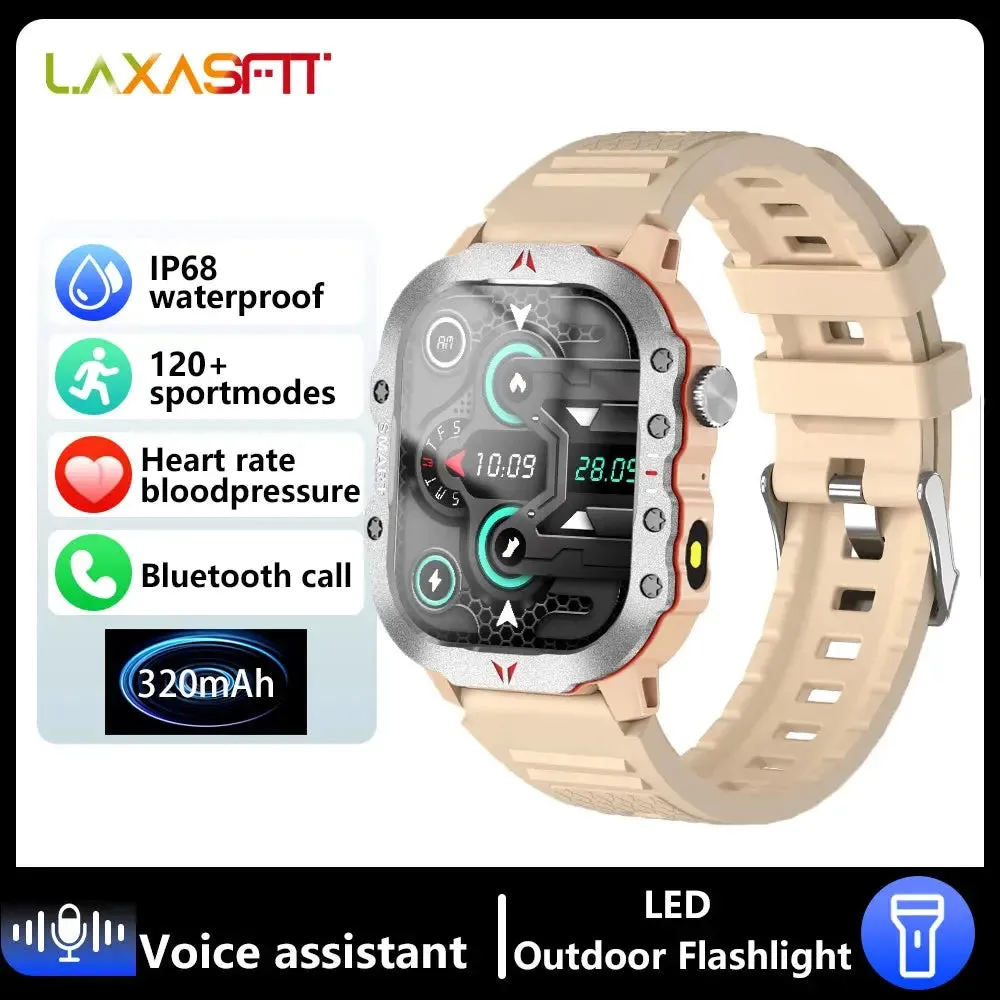 LAXASFIT 2024 NEW Outdoor Sports Smart Watch Military Grade Rugged 100  Sports Mode Bluetooth Talk LED Flashlight Smart Watch