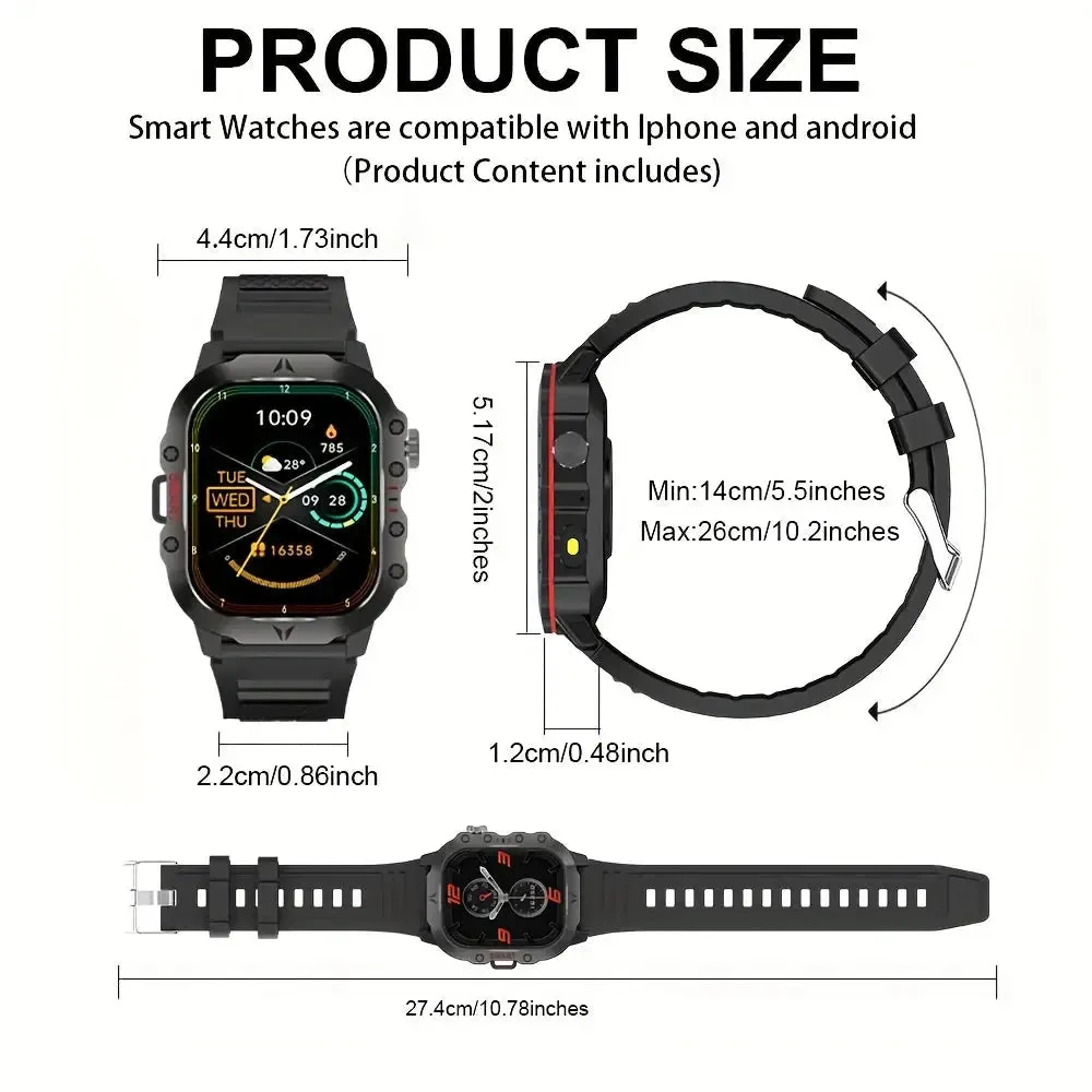 LAXASFIT 2024 NEW Outdoor Sports Smart Watch Military Grade Rugged 100  Sports Mode Bluetooth Talk LED Flashlight Smart Watch