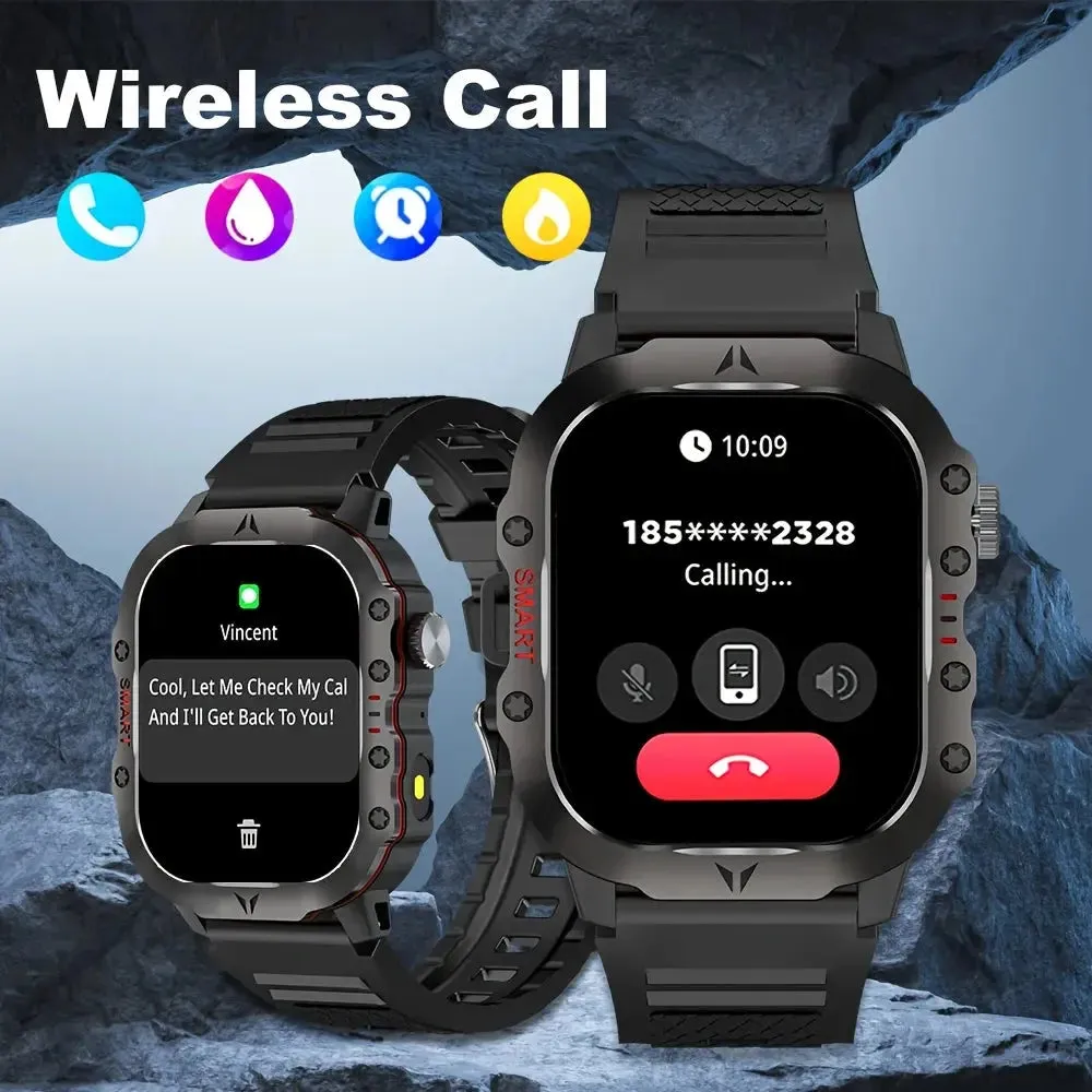 LAXASFIT 2024 NEW Outdoor Sports Smart Watch Military Grade Rugged 100  Sports Mode Bluetooth Talk LED Flashlight Smart Watch