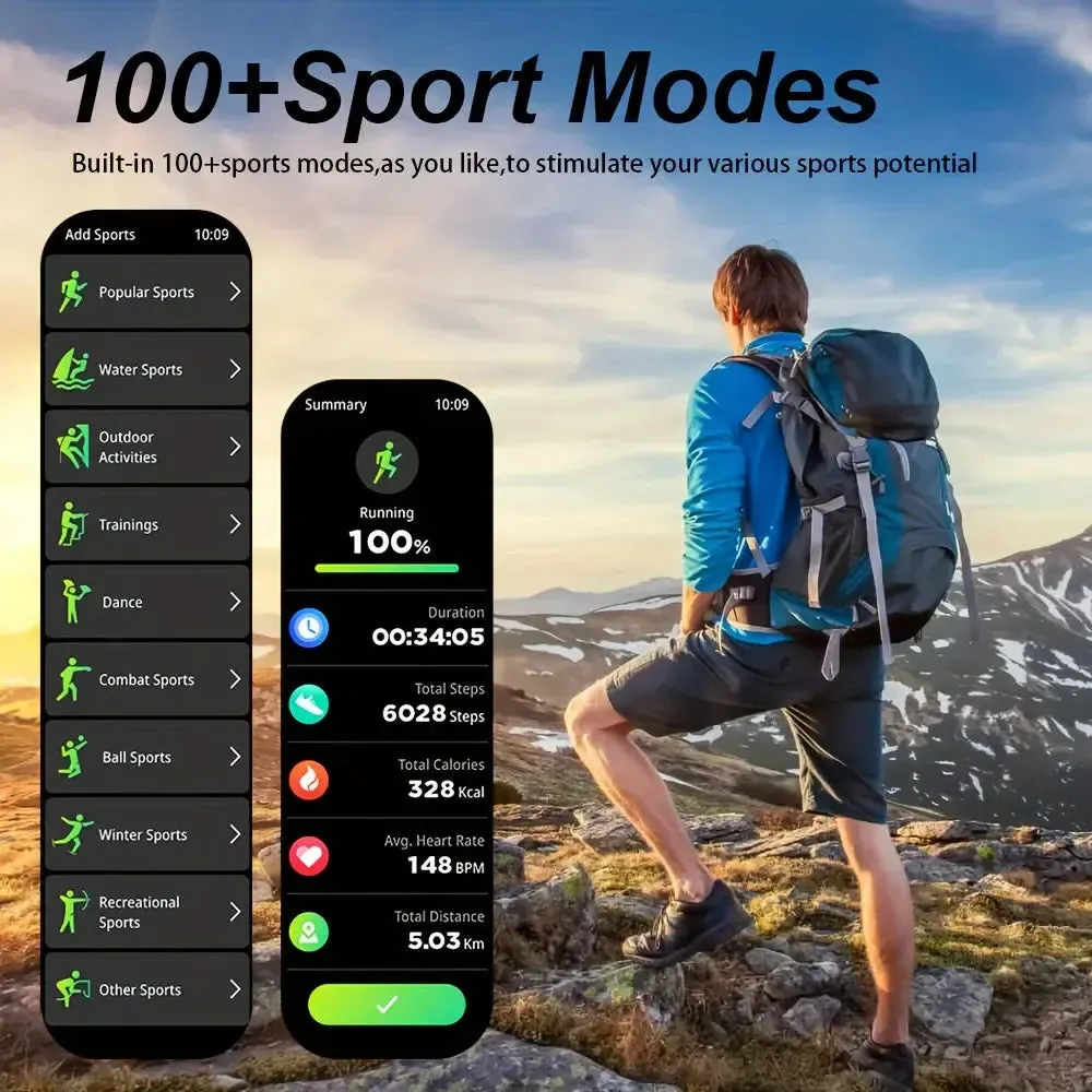 LAXASFIT 2024 NEW Outdoor Sports Smart Watch Military Grade Rugged 100  Sports Mode Bluetooth Talk LED Flashlight Smart Watch