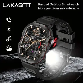 LAXASFIT 2024 NEW Outdoor Sports Smart Watch Military Grade Rugged 100  Sports Mode Bluetooth Talk LED Flashlight Smart Watch