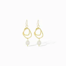 layered link earring with pearl drop