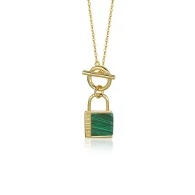 Lock  Malachite Necklace -18k Gold Vermeil